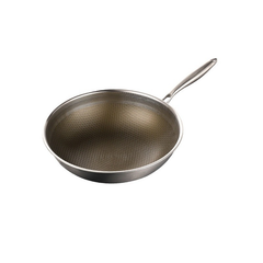 STAINLESS STEEL WOK   DOUBLE SIDES NON-STICK PATTERN Titanium Coating WITH GLASS LID