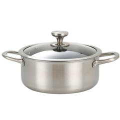 STAINLESS STEEL CASSEROLE DOUBLE SIDES NON-STICK PATTERN Titanium Coating WITH GLASS LID