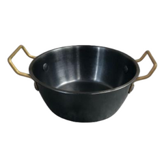 Chips bowl  vintage black with golden handles(rivet)