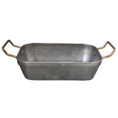 Rectangle chips cup  vintage silver with golden handle (rivet)
