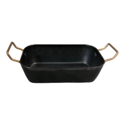 Rectangle chips cup  vintage black with with golden handle(rivet)