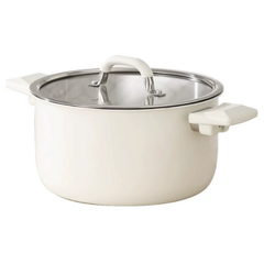 CASSEROLE WITH WHITE CERAMIC COATING WITH LID