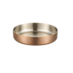 Deep round tray with hammered pattern(without wooden stand)